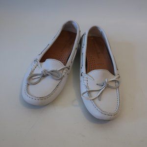 Womens L'Artigiano Sorrentino White Leather Flat Driving Shoes 38D US/8D *